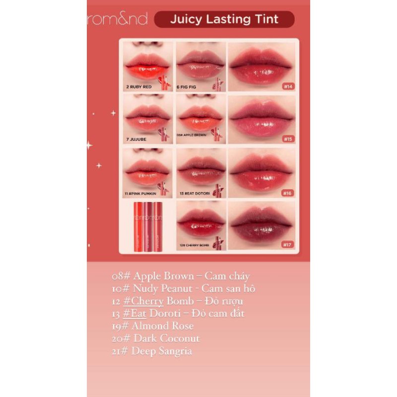 [CHÍNH HÃNG] Son Romand ⚡FREE SHIP⚡Juicy lasting tint 3 trong 1 (màu 10, 12,13) đang Hot | BigBuy360 - bigbuy360.vn
