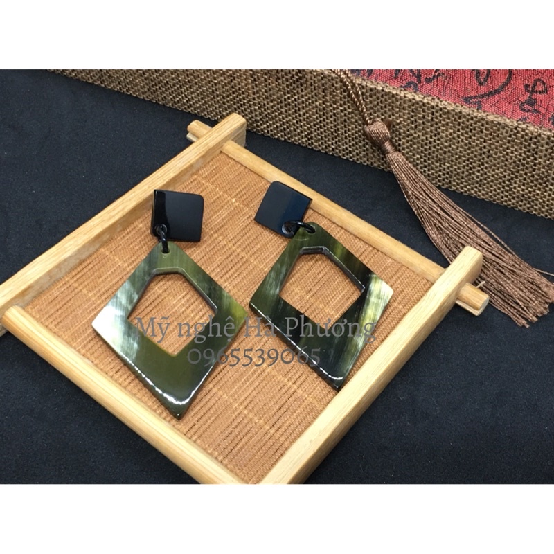 Bông tai, khuyên tai sừng trâu tự nhiên, sang trọng, quý phái