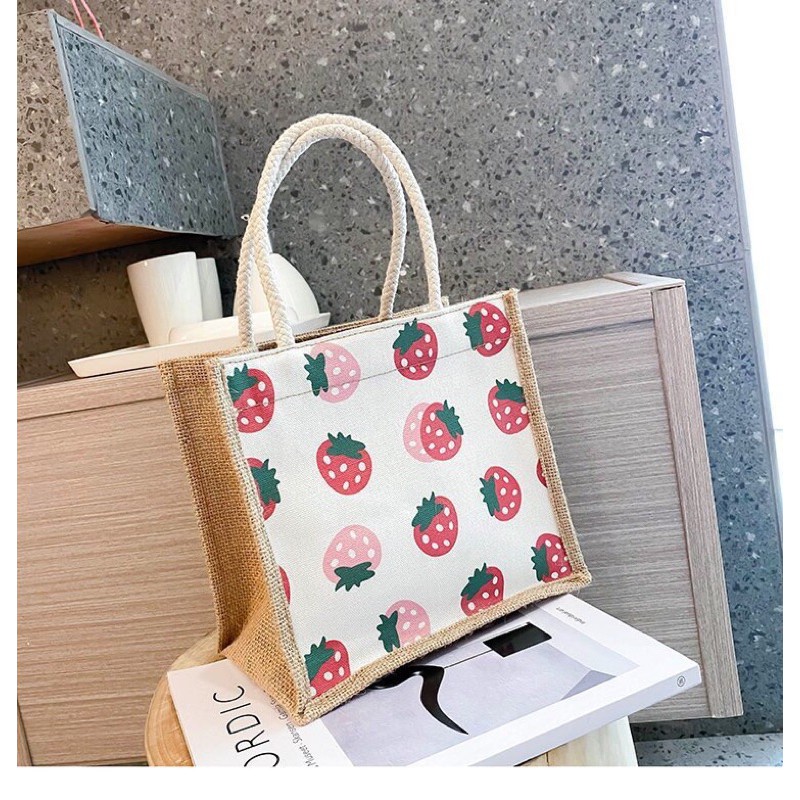 Túi Cói In Hình Phong Cách Vintage | BigBuy360 - bigbuy360.vn