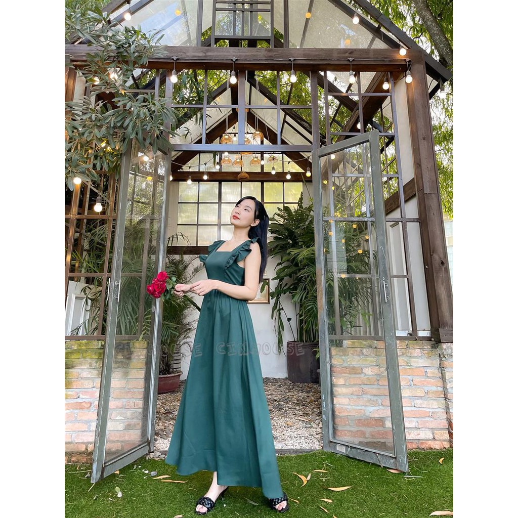 Đầm Maxi Nino 1303 cổ vuông bèo sang trọng CIN HOUSE