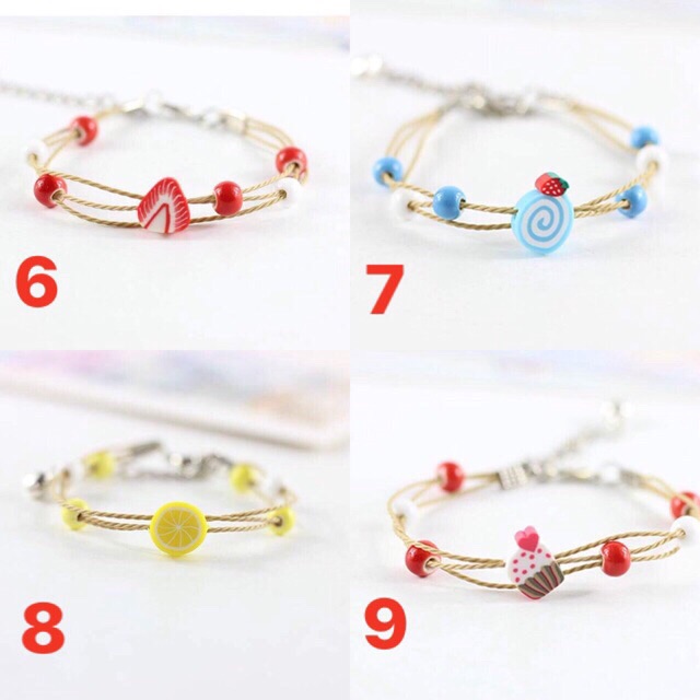 Vòng tay gốm sứ hình trái cây, thú cưng dễ thương