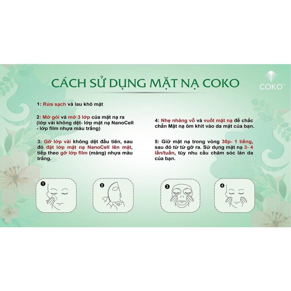 Combo 10 Mặt Nạ Da Sinh Học Tế Bào Gốc COKO NANOCELL Detox Mask (23g/Miếng)