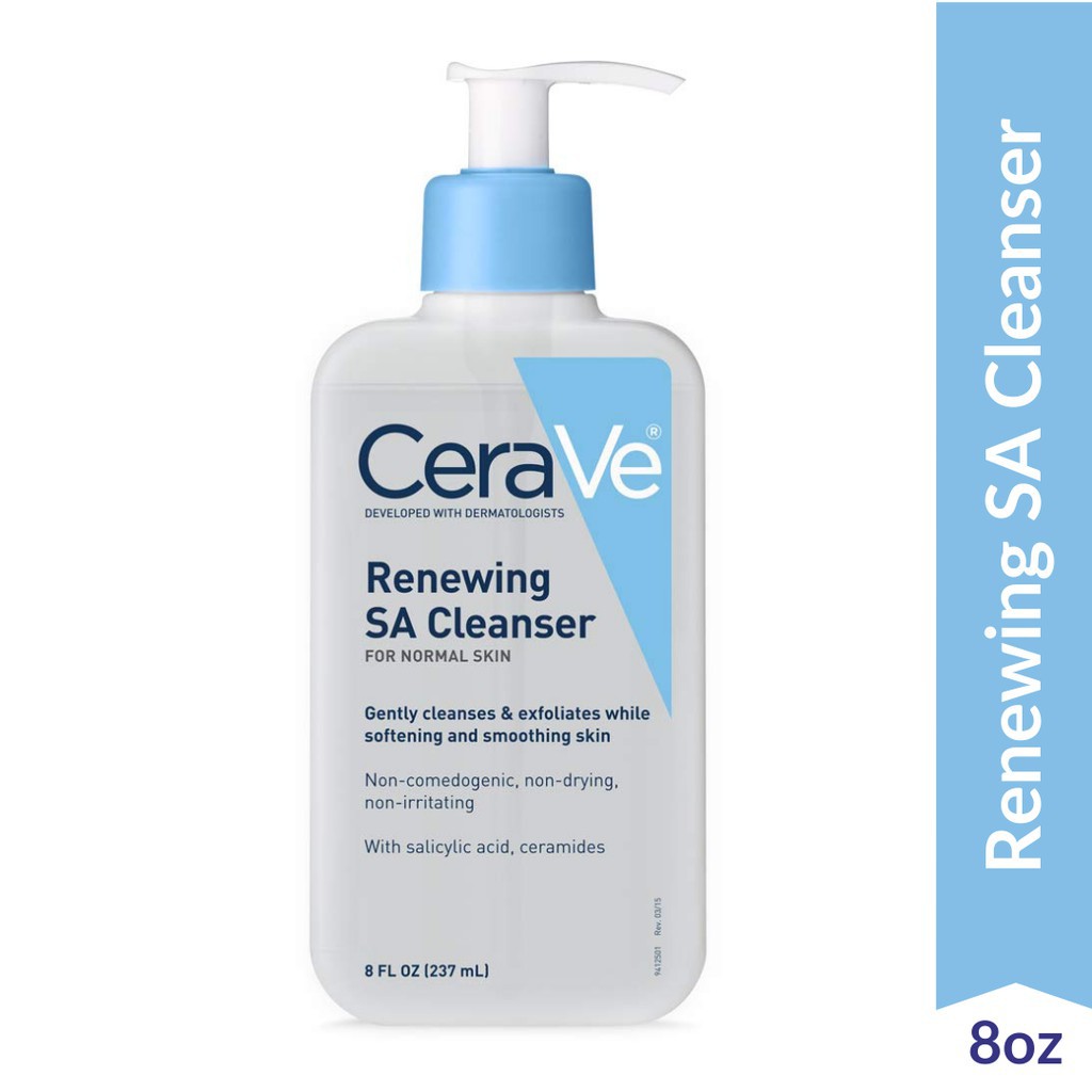 Sữa rửa mặt Cerave Renewing SA Cleanser chứa BHA cho da dầu mụn, có ceramides, hyaluronic acid và niacinamide