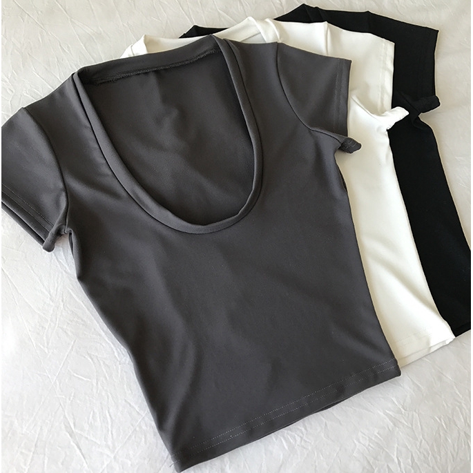 NRVP Áo thun tay ngắn cổ tròn ôm dáng thời trang phong cách hàn quốc dành cho nữ