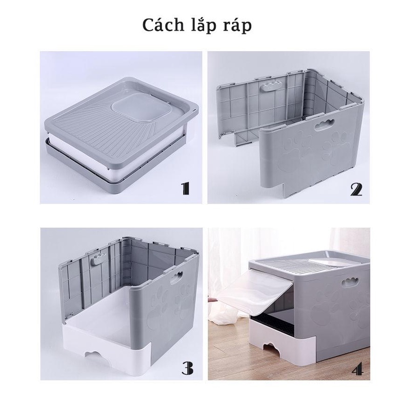 Nhà vệ sinh cho mèo hộp vuông có ngăn kéo, tặng kèm xẻng - Nhà vệ sinh cho mèo size đại