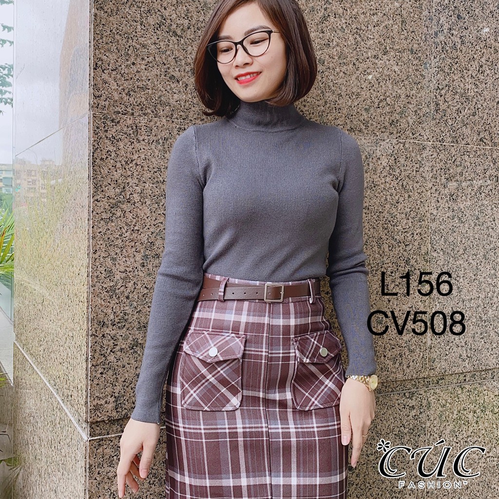Áo len nữ cổ 5 phân cao cấp công sở xinh Cúc Fashion L156 áo len cổ 5 cm
