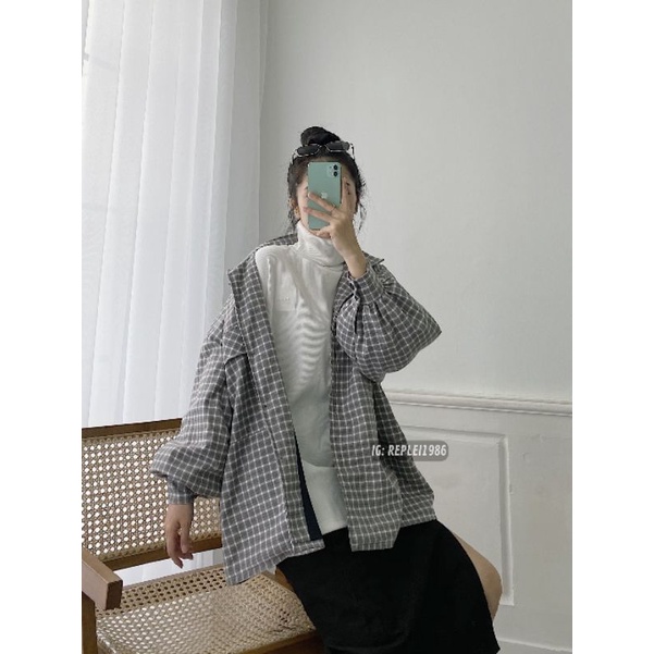 [ ẢNH THẬT ĐỘC QUYỀN IG: replei1986] Áo khoác 2 lớp dày dặn caro xám