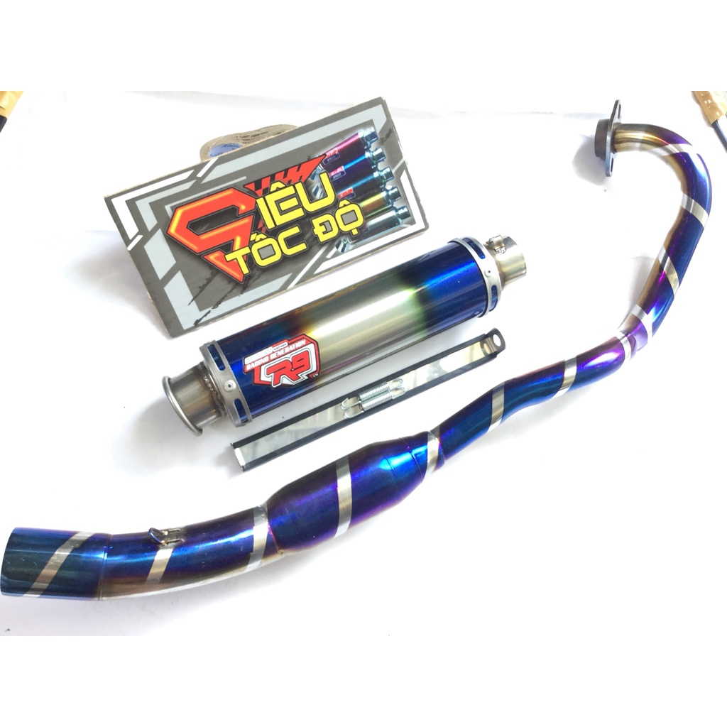 Bộ pô r9 full cổ bầu hơi titan exciter, winer, sonic, raider fi, satria, gsx,...
