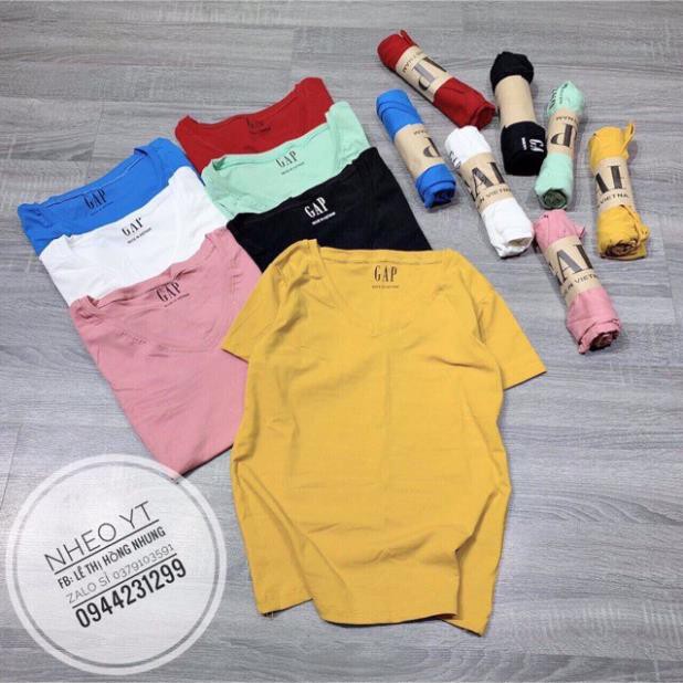 Áo Thun GAP Cổ Tim Siêu Hot FREE SIZE 40 - 65KG - Áo phông nữ giấy . .