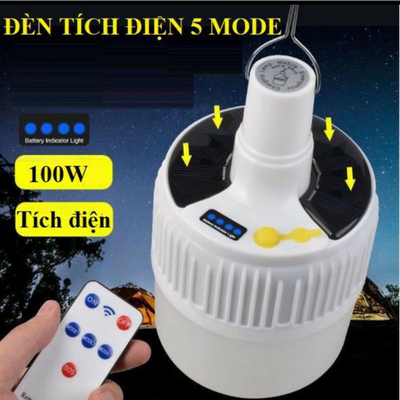 Bóng Đèn Led 120W Tích Điện Và Sạc Năng Lượng Mặt Trời Có Điều Khiển Từ Xa Kèm Theo Củ Sạc | BigBuy360 - bigbuy360.vn