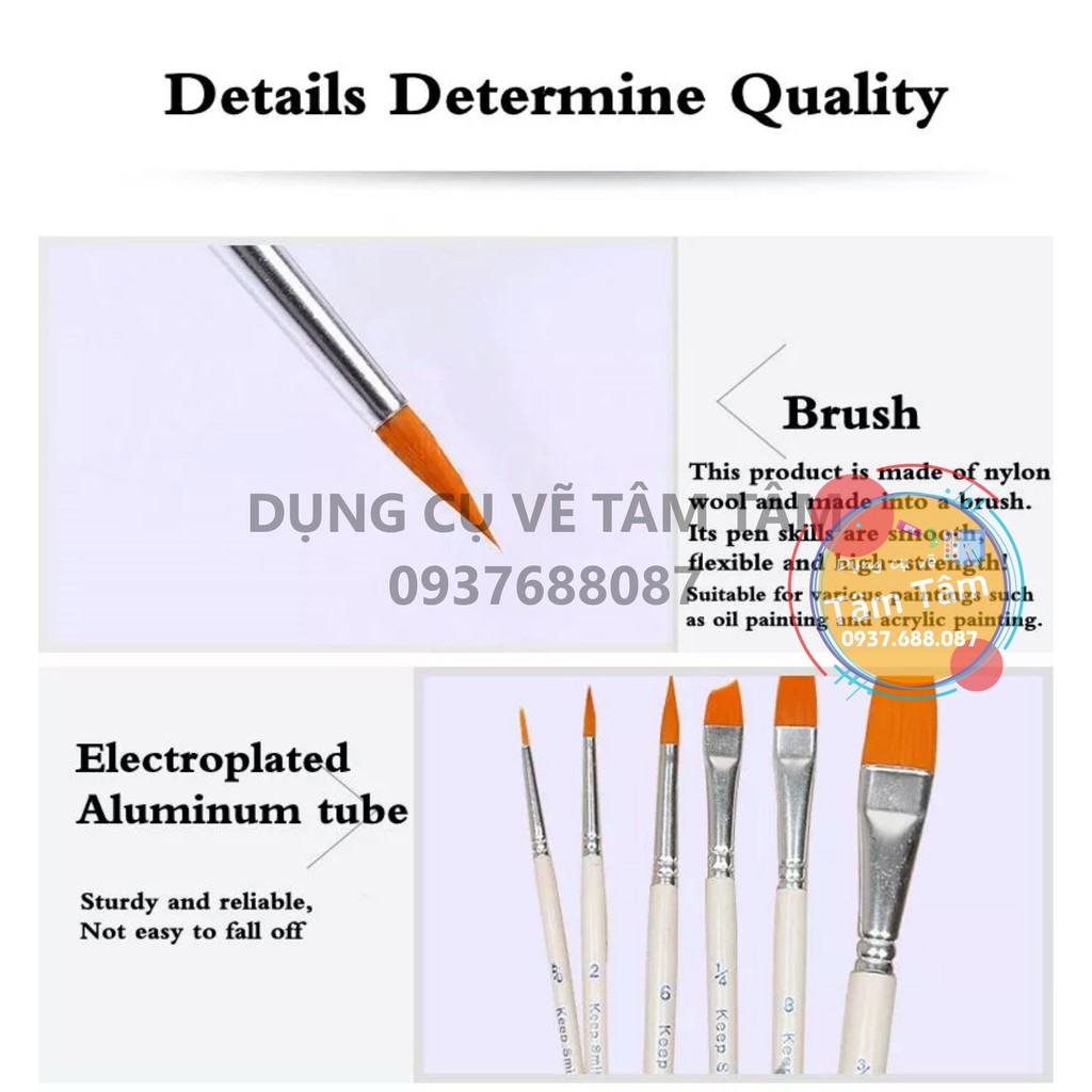 [ TÂM TÂM ]-Bộ cọ Keep Smiling 6 Cây, Bộ cọ Keepsmiling 6 cây A0101-