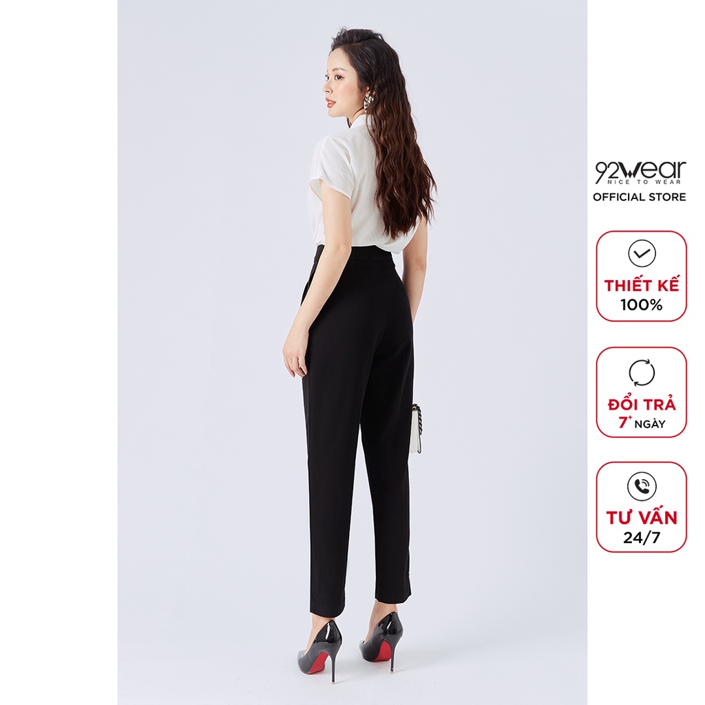 Áo sơ mi voan nữ công sở 92WEAR đủ màu thiết kế gấp ly thân trước ASA1044