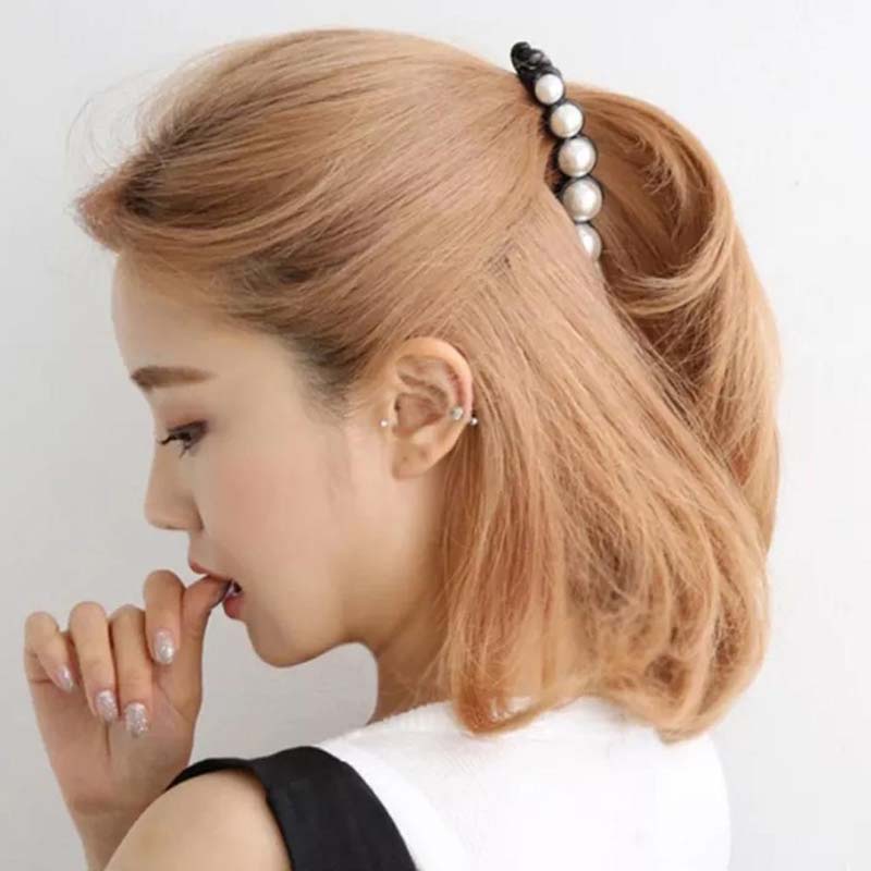 Kẹp Tóc Đuôi Ngựa Đính Ngọc Trai Đơn Giản