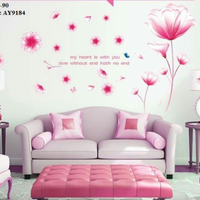 Decal dán tường hoa hồng thủy tinh