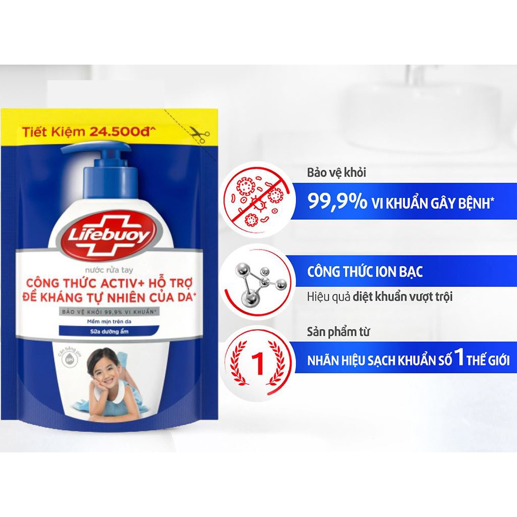 Nước rửa tay Lifebuoy bảo vệ vi khuẩn vượt trội túi 400g