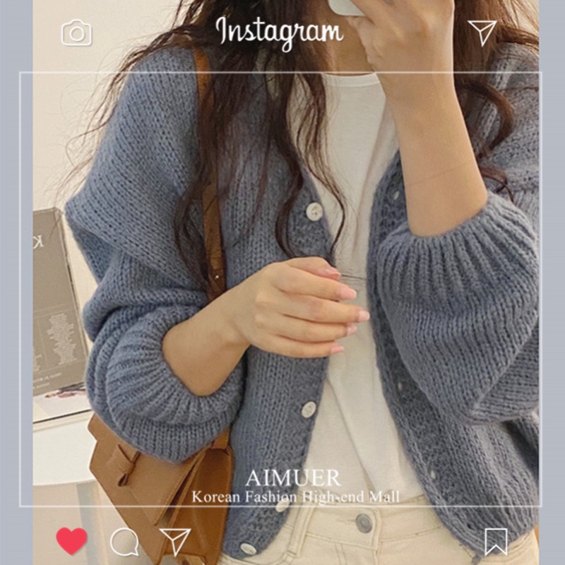 Áo len dệt kim sang trọng thiết kế cổ chữ V rộng rãi dài tay áo len nữ mặc mùa thu và mùa đông | BigBuy360 - bigbuy360.vn