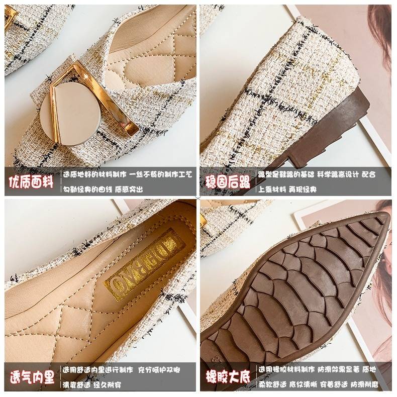 Giày búp bê đế bằng mũi nhọn họa tiết lưới thời trang mùa xuân mới 2020 cho nữ