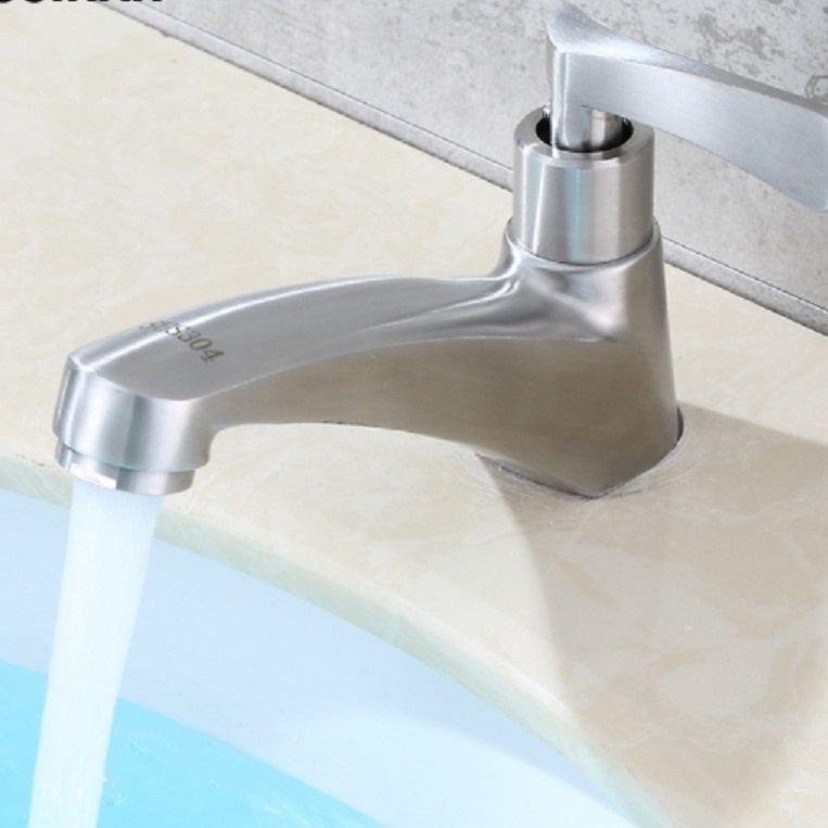 Vòi lavabo 1 đường nước lạnh inox SUS 304