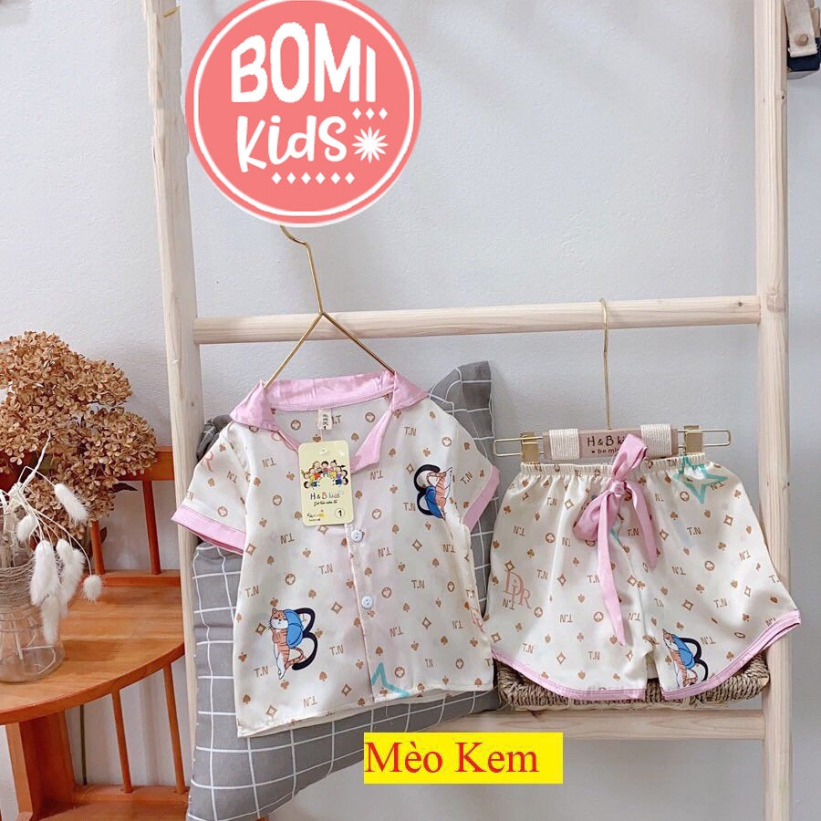 [ 10KG - 31KG ] Đồ Bộ Bé Gái Mặc Nhà Pijama Lụa Cao Cấp Tay Ngắn - Chất Liệu Lụa