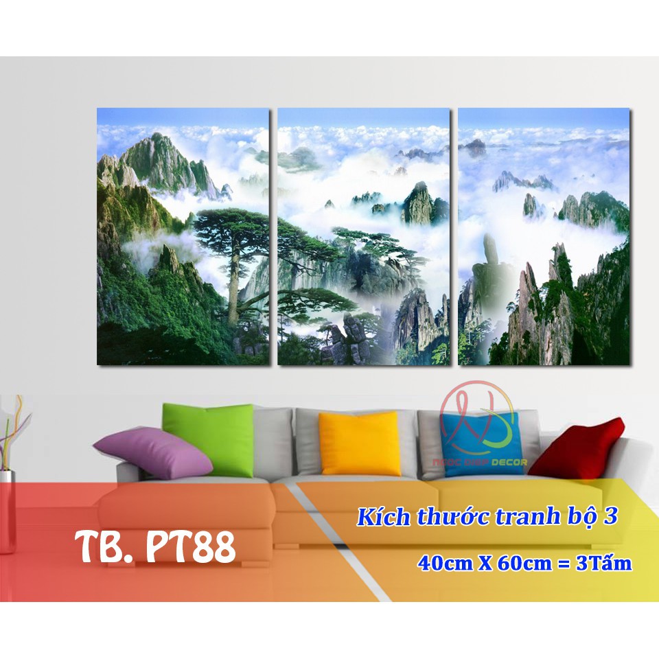 Tranh Treo Tường Thác nước sơn thủy PT88- Tranh treo tường khổ lớn 3D- Ngọc Diệp Decor