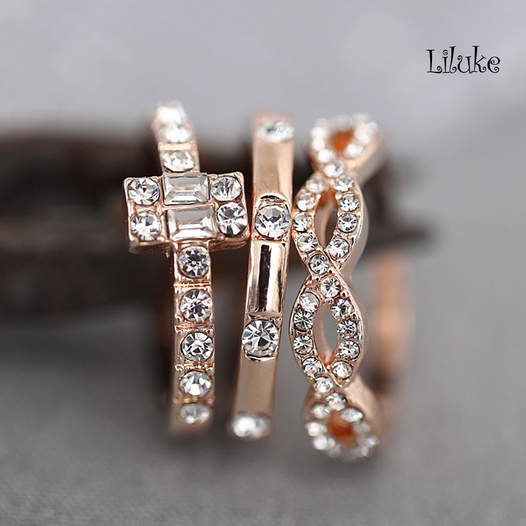 Bộ 3 Nhẫn Đeo Ngón Tay Thiết Kế Tối Giản Cá Tính