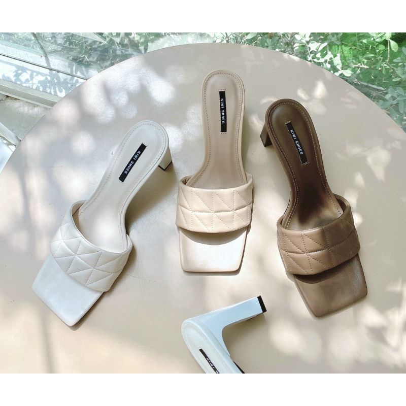 Guốc cao gót mũi vuông gót trụ cao 8.5cm