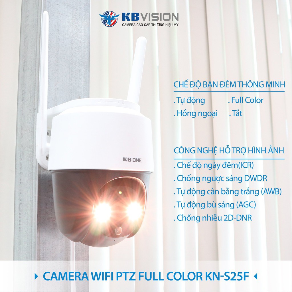 KN-S25F Camera IP WiFi 2.0Mp KBONE PTZ Speed Dome Full Color - Chính Hãng, Bảo Hành 2 Năm