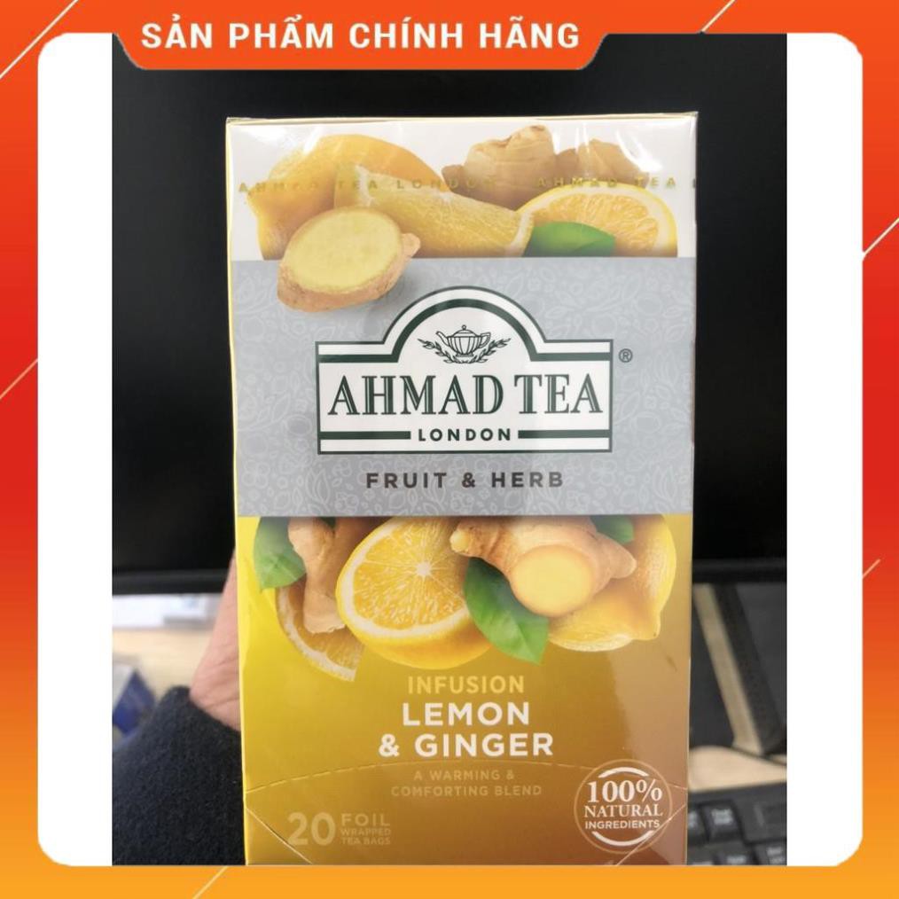 Trà Ahmad vị Chanh và Gừng (Lemon and Ginger) (Hộp giấy 40gram - 20 túi lọc có bao thiếc)  - Hàng chính hãng