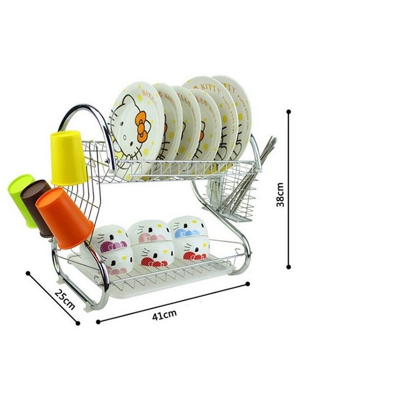 Giá up bát đĩa cốc và để đồ nhà bếp 2 tầng