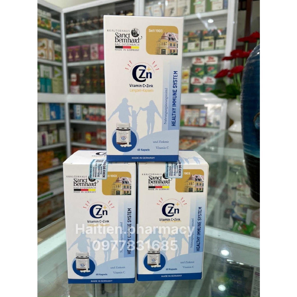 Viên uống bổ sung VITAMIN C + ZINK giúp tăng cường đề kháng, sáng da nhập khẩu Đức hộp 60 viên