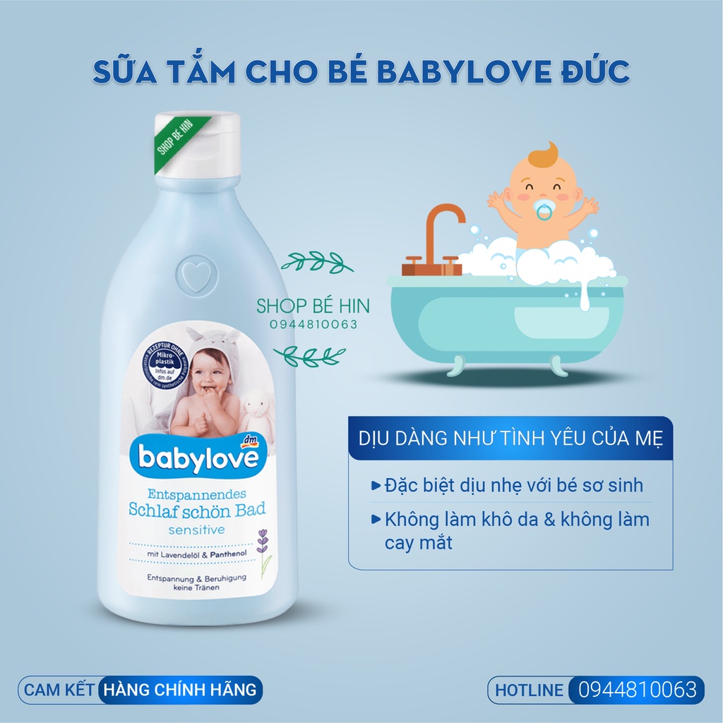 Sữa tắm trẻ em Babylove Sensitiv dành cho bé từ sơ sinh có da nhạy cảm 500ml, Hàng Đức chính hãng