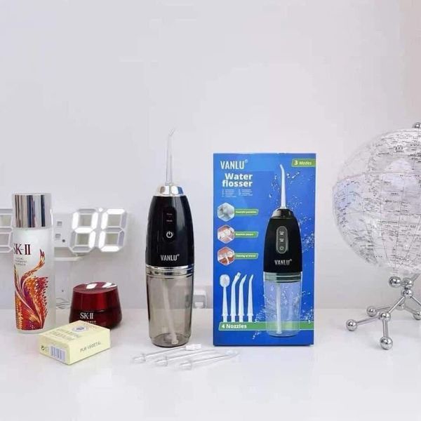 Máy Tăm Nước Vanlu Optismile Hàng Chính Hãng Fullbox Tặng Kèm 4 Đầu Phun Thay Thế MTN00