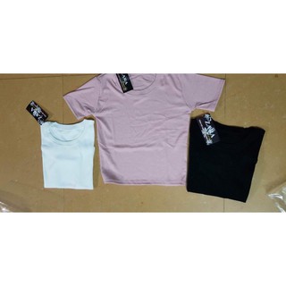 Áo croptop thun gân ngắn tay