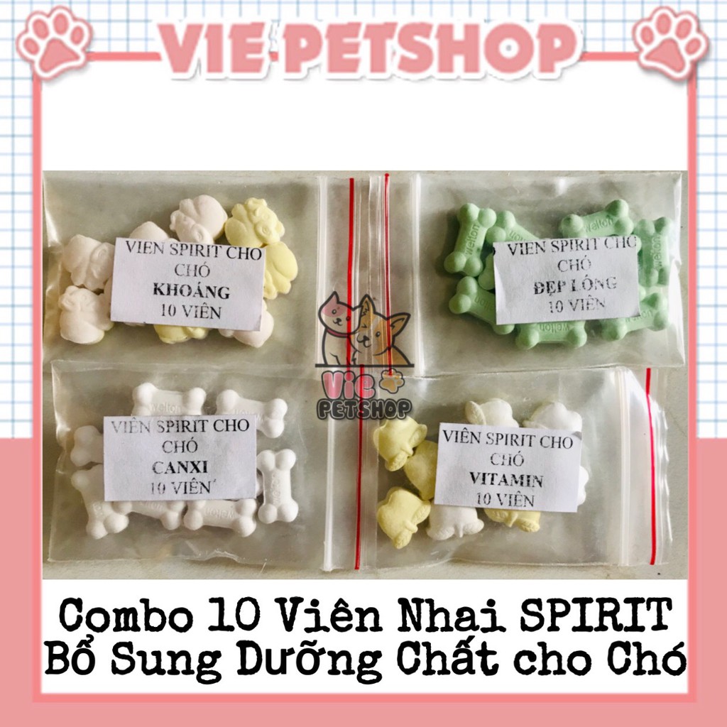 [COMBO 10 VIÊN] Viên Nhai SPIRIT Bổ Sung Dưỡng Chất Canxi cho Chó | Vie PETSHOP