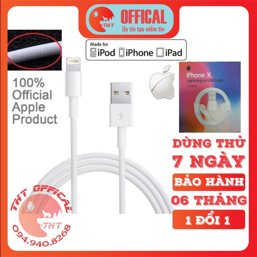 [CHINH HÃNG ] Cáp Lightning IPHONE X Bảo Hành 1 Đổi 1 12 Tháng.