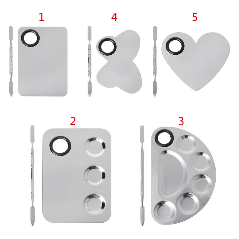 Set khay pha trộn màu nước vẽ sơn móng tay nghệ thuật thép không gỉ có que trộn dành cho trường học trang điểm