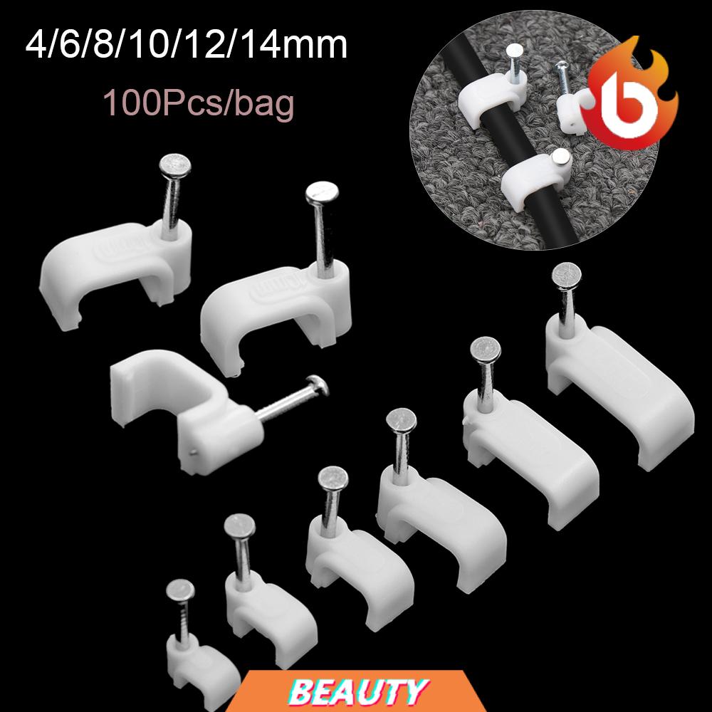 Bộ 100 Kẹp Giữ Cố Định Dây Cáp Điện Sắp Xếp Gọn Gàng Đa Năng Tiện Dụng Đóng Bằng Đinh Thép Bền Bỉ