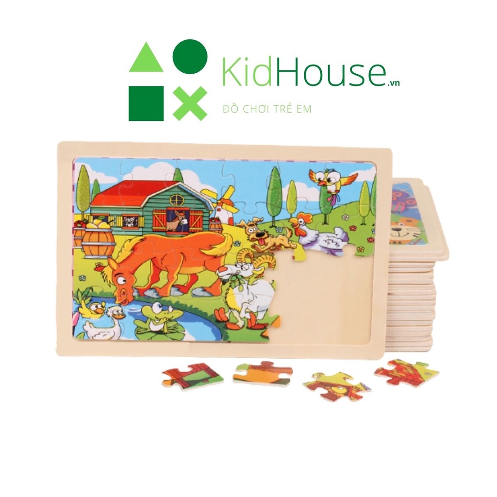 Tranh ghép hình cho bé 24 mảnh đồ chơi xếp hình phát triển trí tuệ cho bé 2 đến 5 tuổi Kidhouse.vn