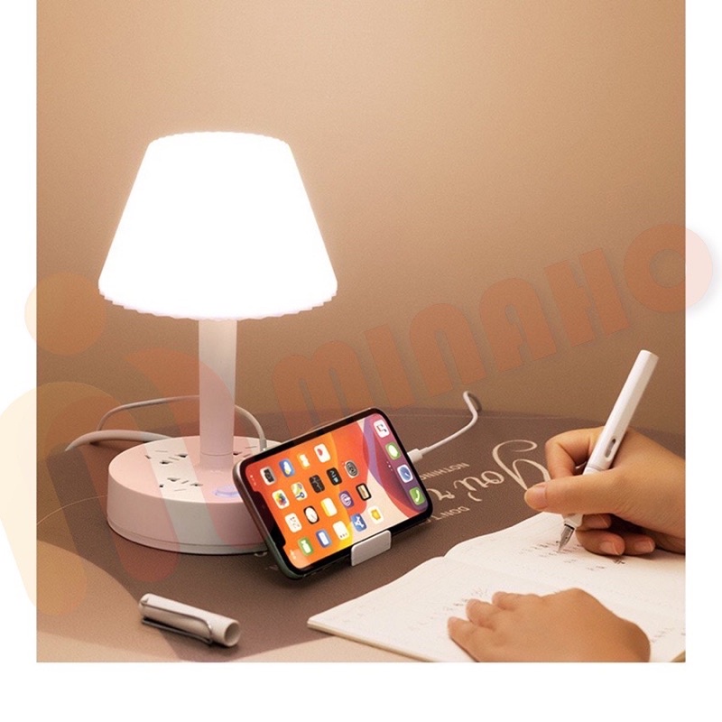 Đèn ngủ nấm điều khiển từ xa tích hợp ổ điện 2in1