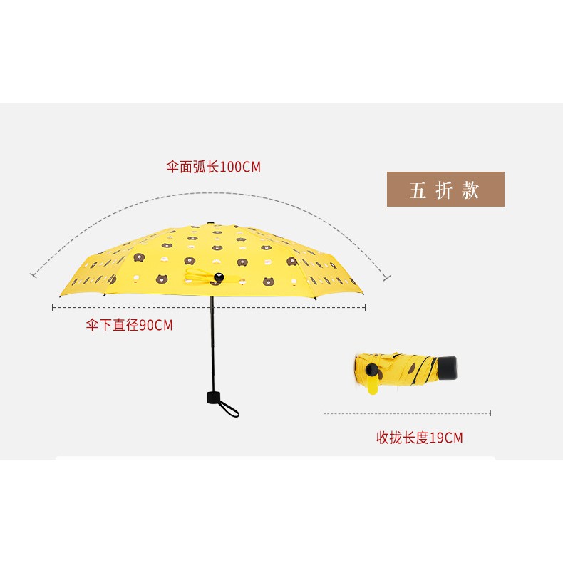 Sỉ hcm Ô Dù Gấp Gọn Gấu Brown màu hồng
