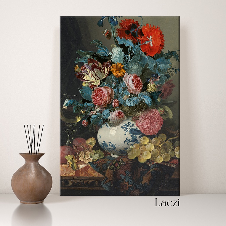 Tranh Canvas Treo Tường Trang Trí Nhà Cửa Đẹp Chủ Đề Hoa Lá Sơn Dầu Cổ Điển Laczi (LH-05)