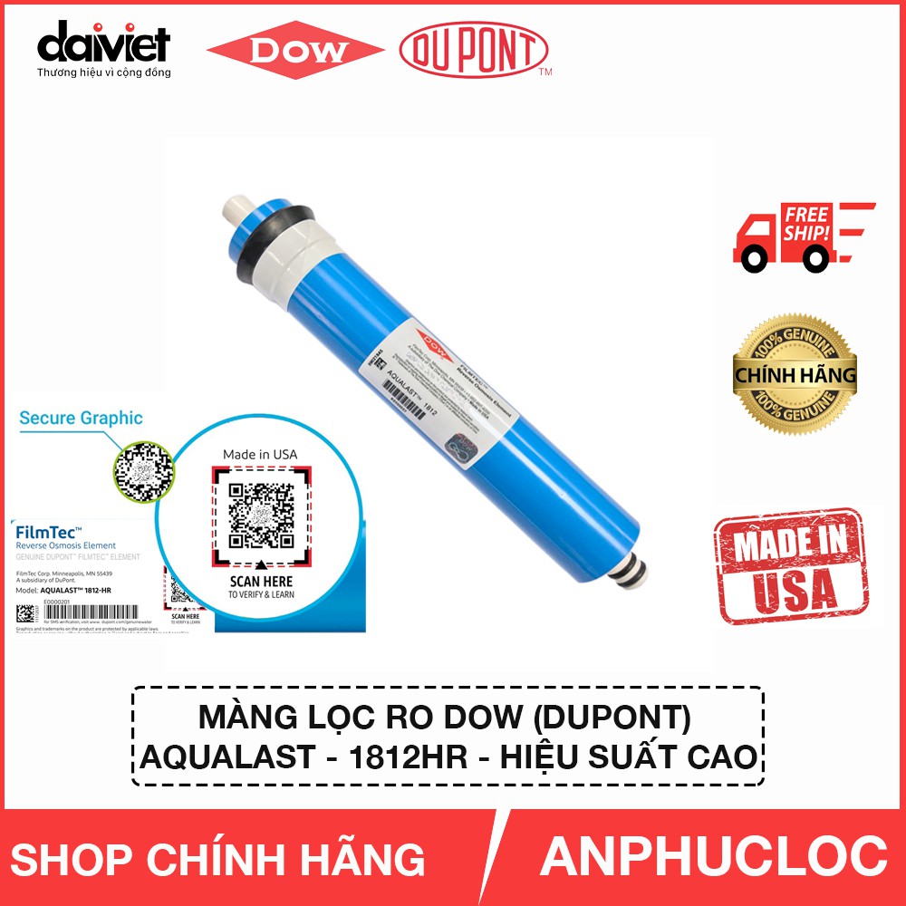 [Mã ELMS4 giảm 7% đơn 500K] [CHÍNH HÃNG] Lõi lọc số 4 - Màng lọc RO DOW (DUPONT) - Aqualast 1812-HR