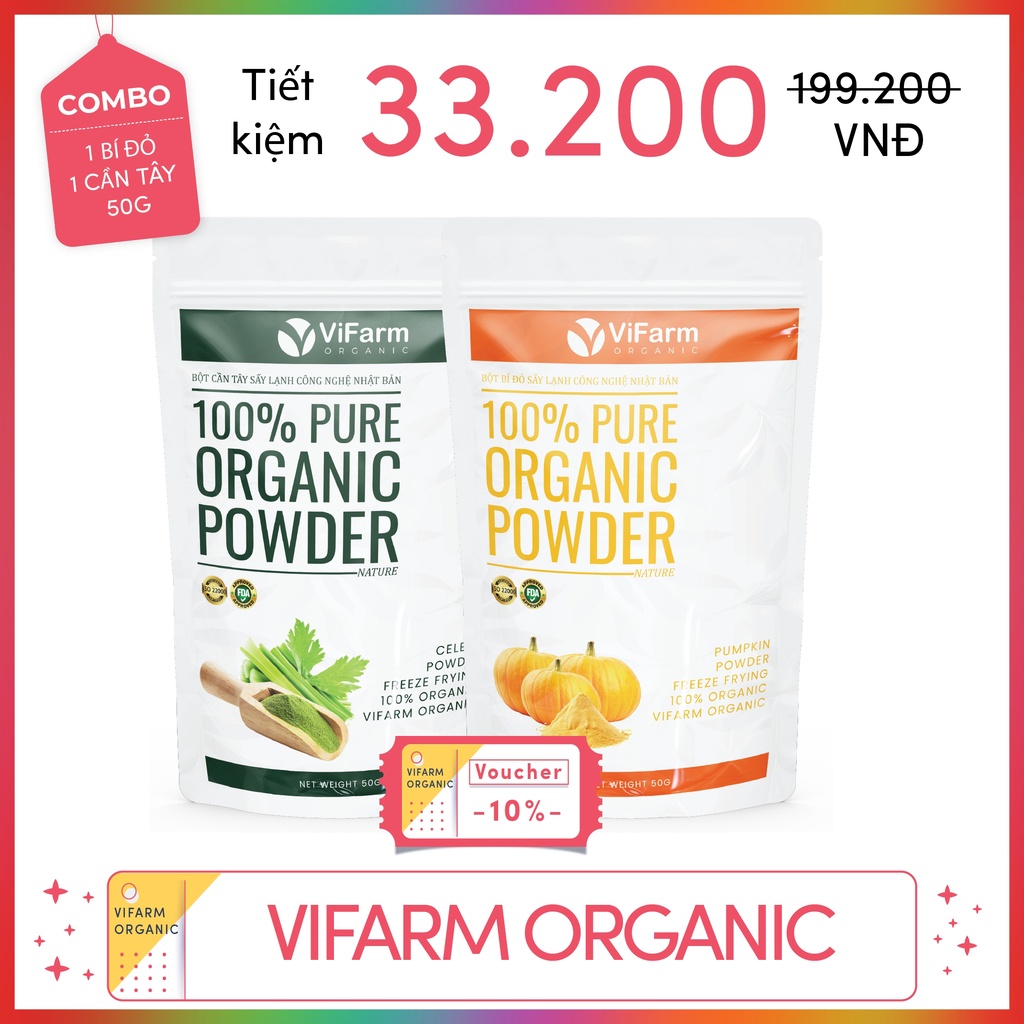 Bột Bí Đỏ Nguyên Chất 100% ViFarm 50Gram