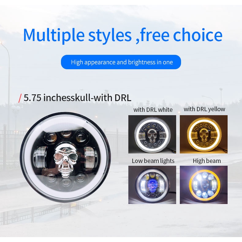 Đèn Pha LED 5.75 inch 4 Màu DRL 65W Chất Lượng Cao Cho Xe Mô Tô