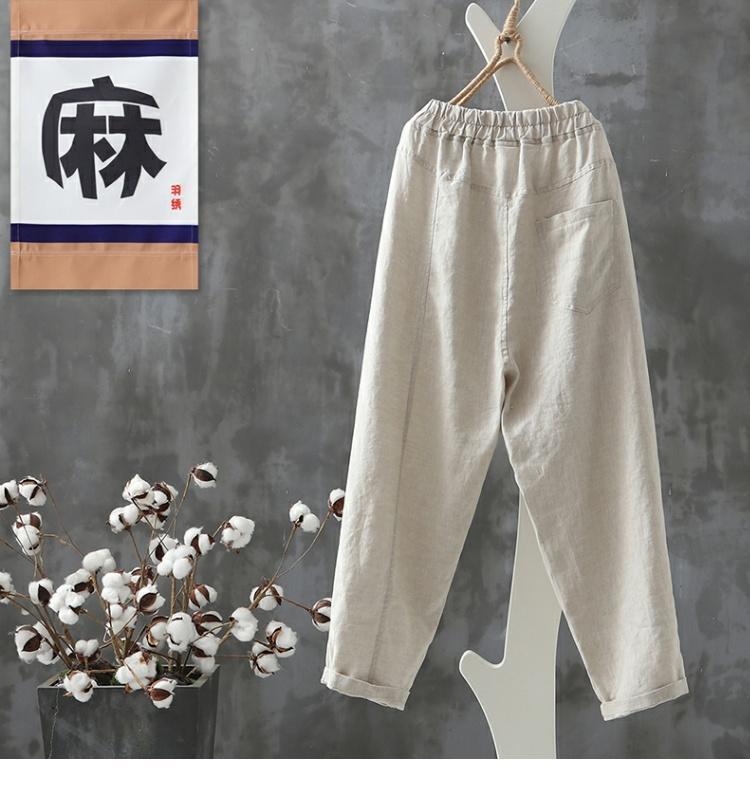 Quần cotton Lanh Mỏng Lưng Cao Dáng Rộng Thời Trang Mùa Hè Cho Nữ