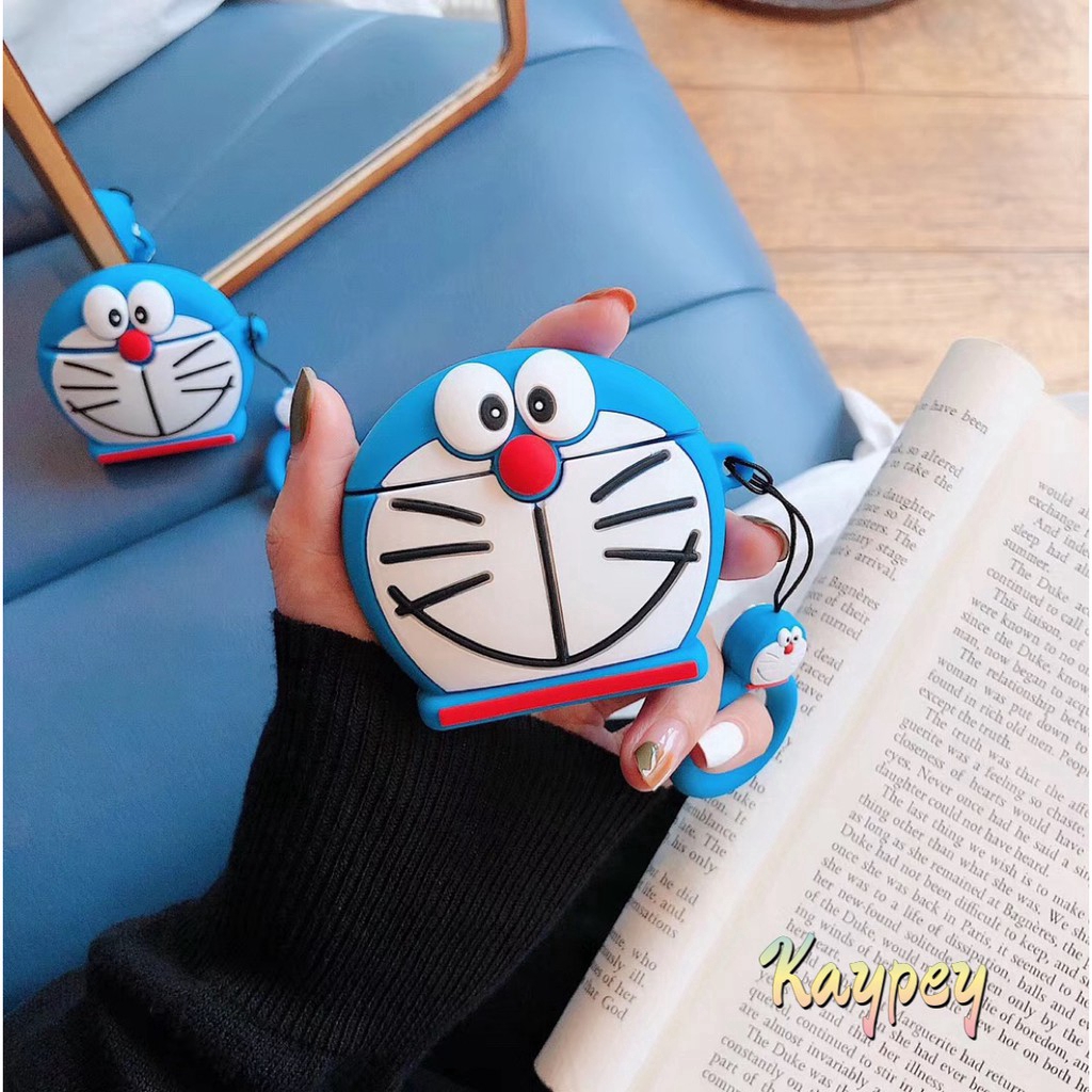 Ốp bọc bảo vệ hộp sạc tai nghe không dây for Apple AirPods1/2 kiểu dáng Doraemon dễ thương