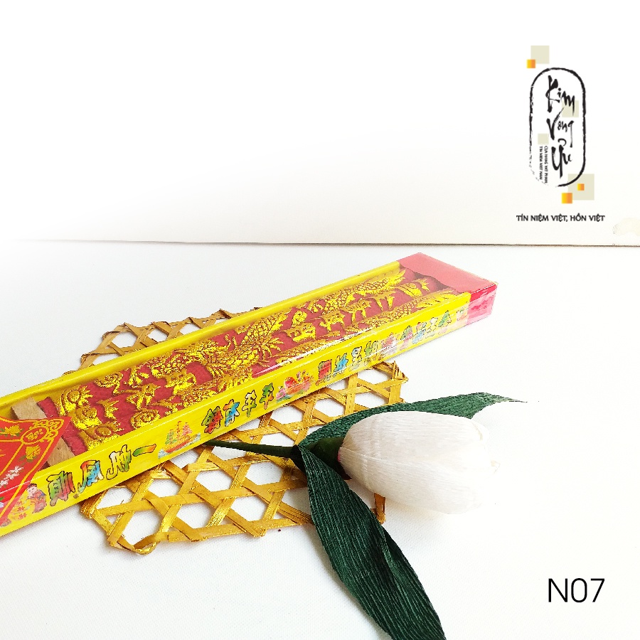 Nhang đỏ chạm rồng vàng - 3 cây lớn - cao 4 tấc N07  Kim Vong Ưu