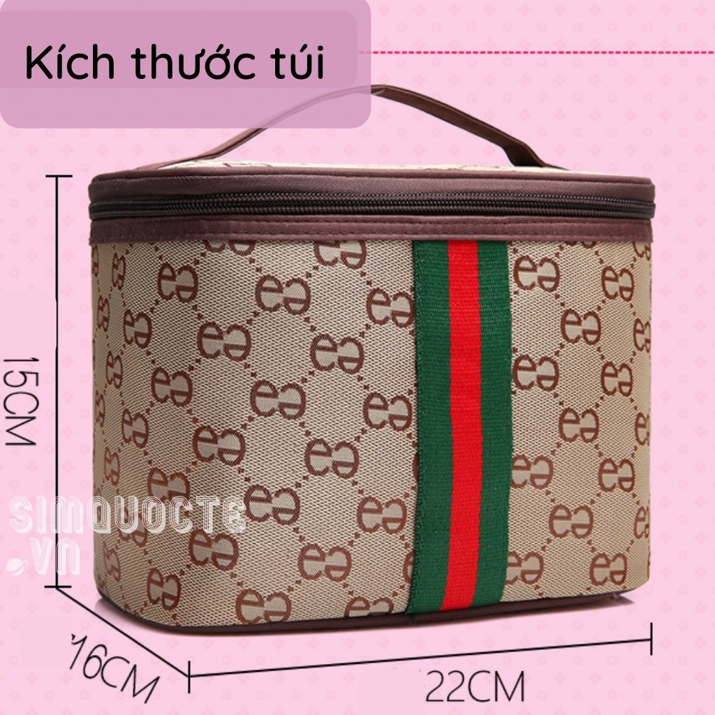 Túi đựng mỹ phẩm đồ trang điểm dáng hình hộp hoạ tiết sang trọng TMP11