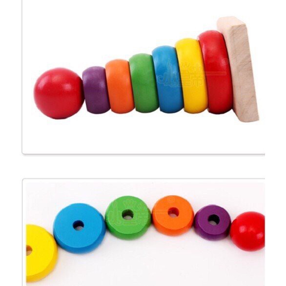 Tháp Mini Bằng Gỗ Giúp Bé Nhận Biết Kích Thước Và Màu Sắc