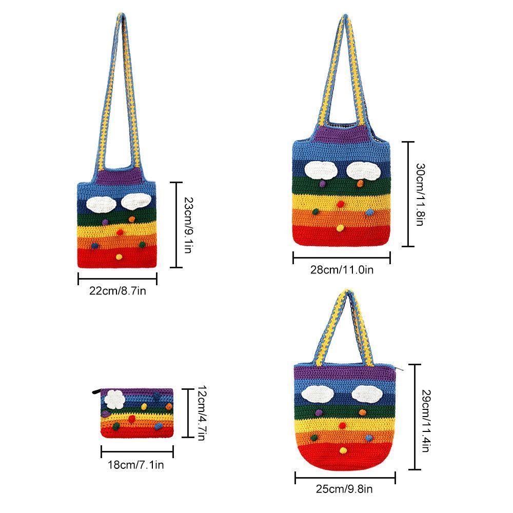 UUMIR Túi Đeo Vai Đan Len Màu Cầu Vồng Thời Trang Cho Nữ